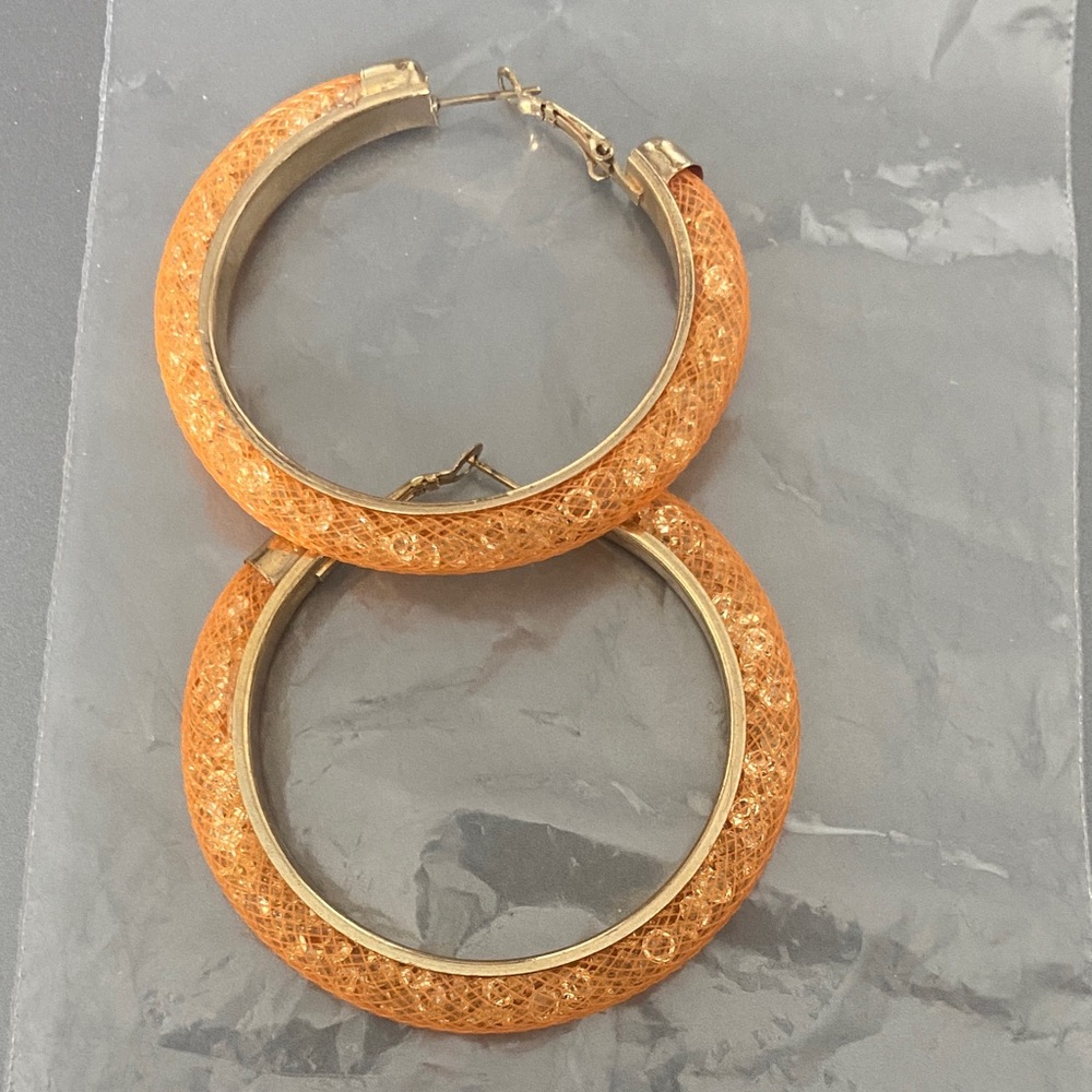 NWOT Elegant Orange Hoop Earrings